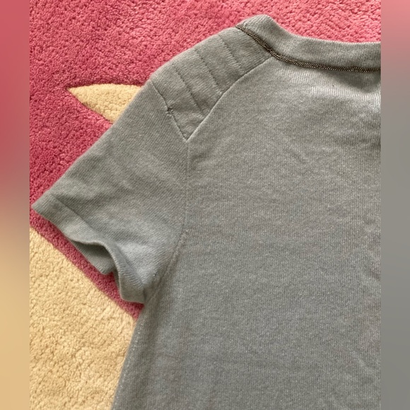 Brunello Cucinelli Blue Grey Cashmere Short Sleeve Bateau Neck Sweater Monili XS - Picture 9 of 12
